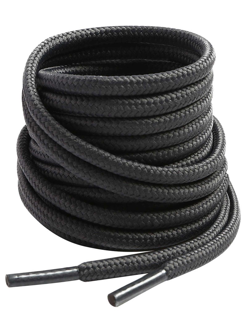 VSUDO 59 Inches Round Dark Gray Boot Laces, 5/32" Diameter Shoe Laces for Boots, Heavy Duty Work Shoestrings, Hiking Shoelaces for Men or Women (2Pairs-Dark Gray-150CM) - Image 1